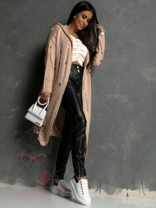 Kardigan długi Leaki Rock pudrowy