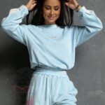 Komplet welurowy Logo Stripe Woman błękitny