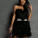 Spódniczka mini z piór Falli czarna