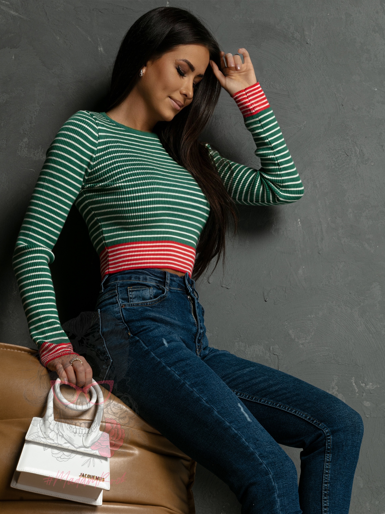 WYPRZEDANE-Sweterek w paski Laden zielony WYPRZEDANE-Sweterek w paski Laden zielony