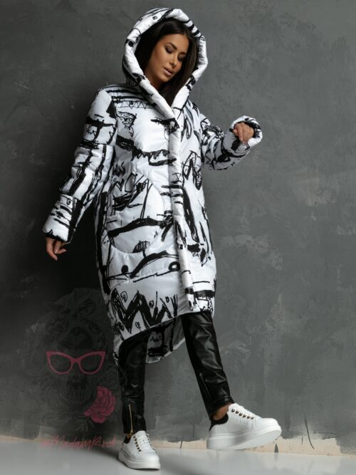 Kurtka długa MC Moon biało-czarna