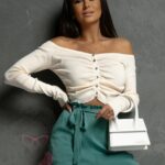 Bluzka marszczona Litia jasnobeżowa