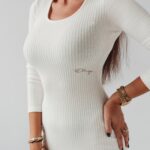 Sukienka prążkowana Ola Voga Beautiful Shape ecru