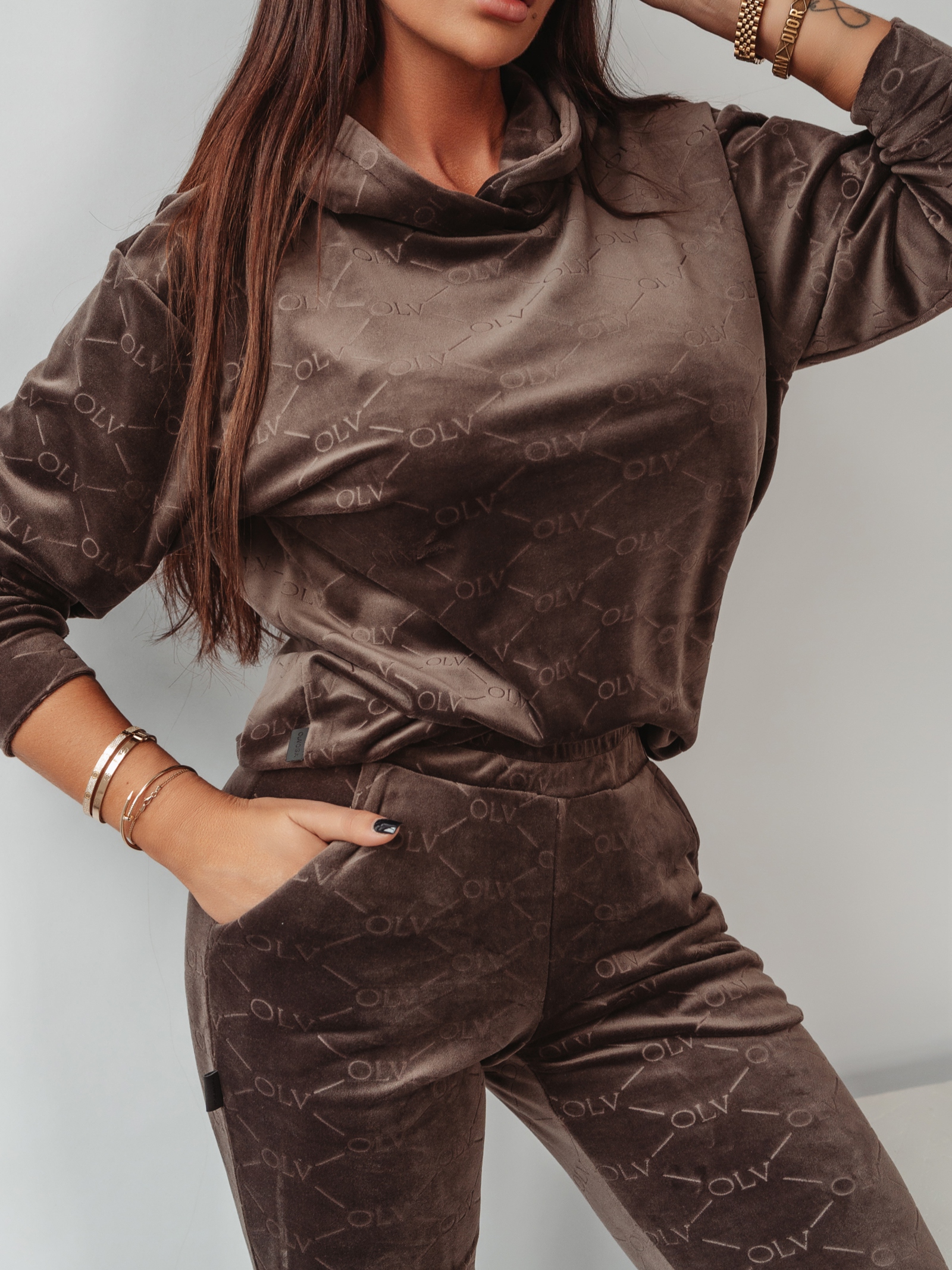 Komplet welurowy Multi Olv Women Ola Voga brązowy Komplet welurowy Multi Olv Women Ola Voga brązowy