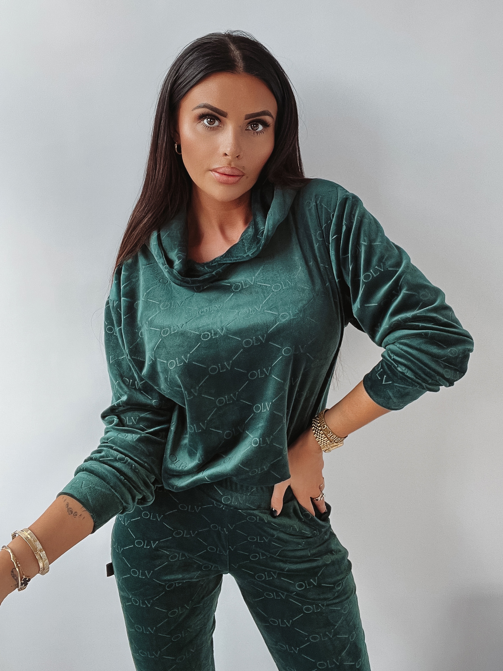 Komplet welurowy Multi Olv Women Ola Voga butelkowa zieleń