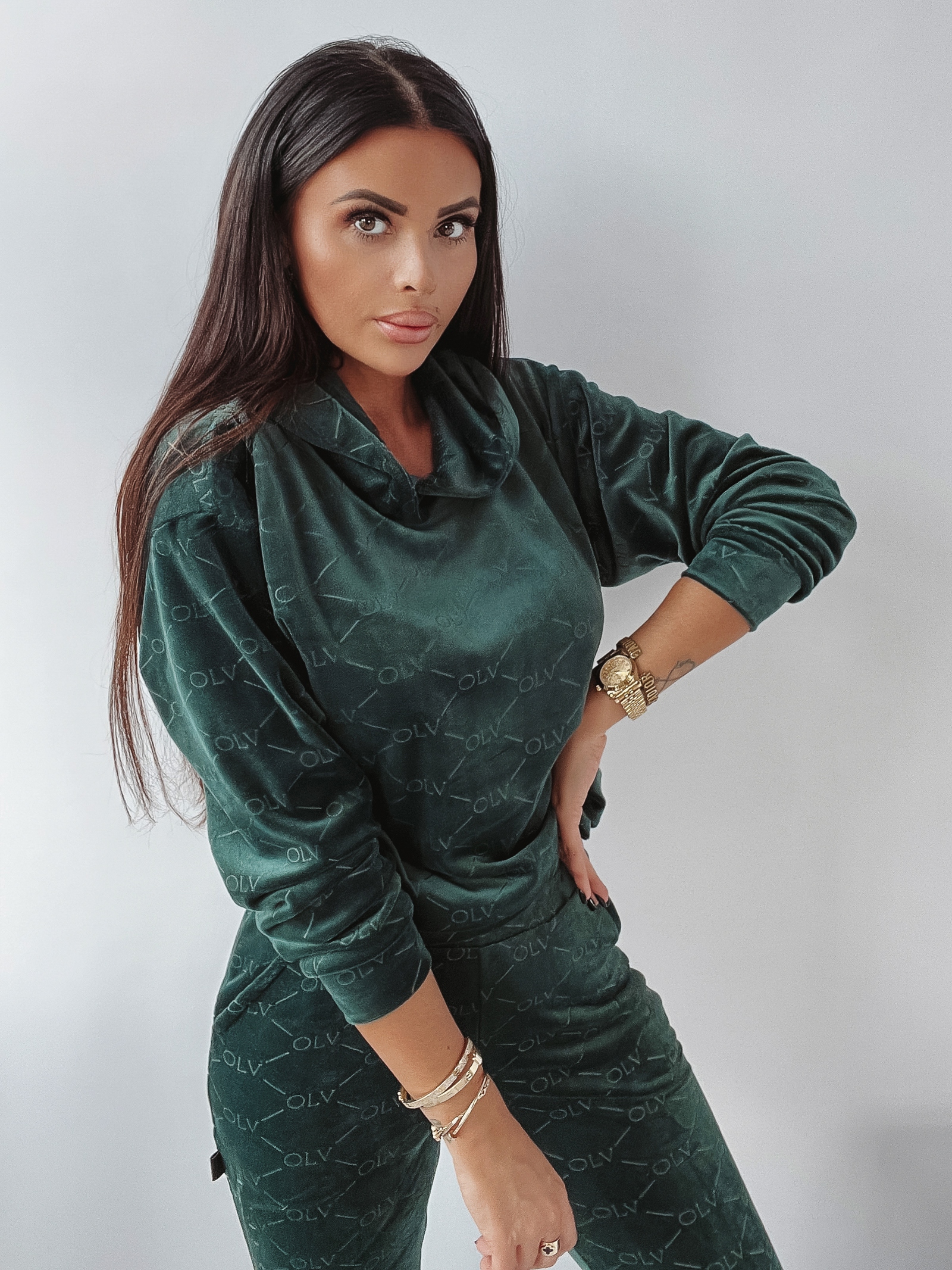 Komplet welurowy Multi Olv Women Ola Voga butelkowa zieleń