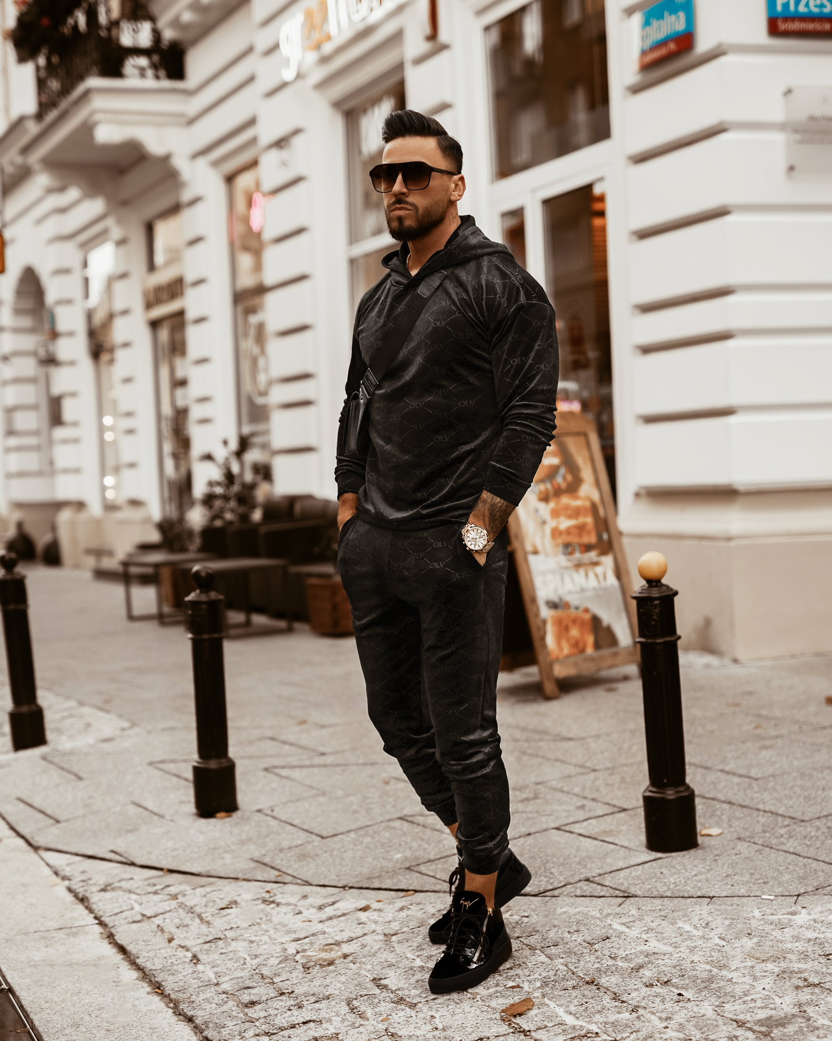 -wyprzedane- Komplet męski welurowy Ola Voga Multi Olv Man czarny