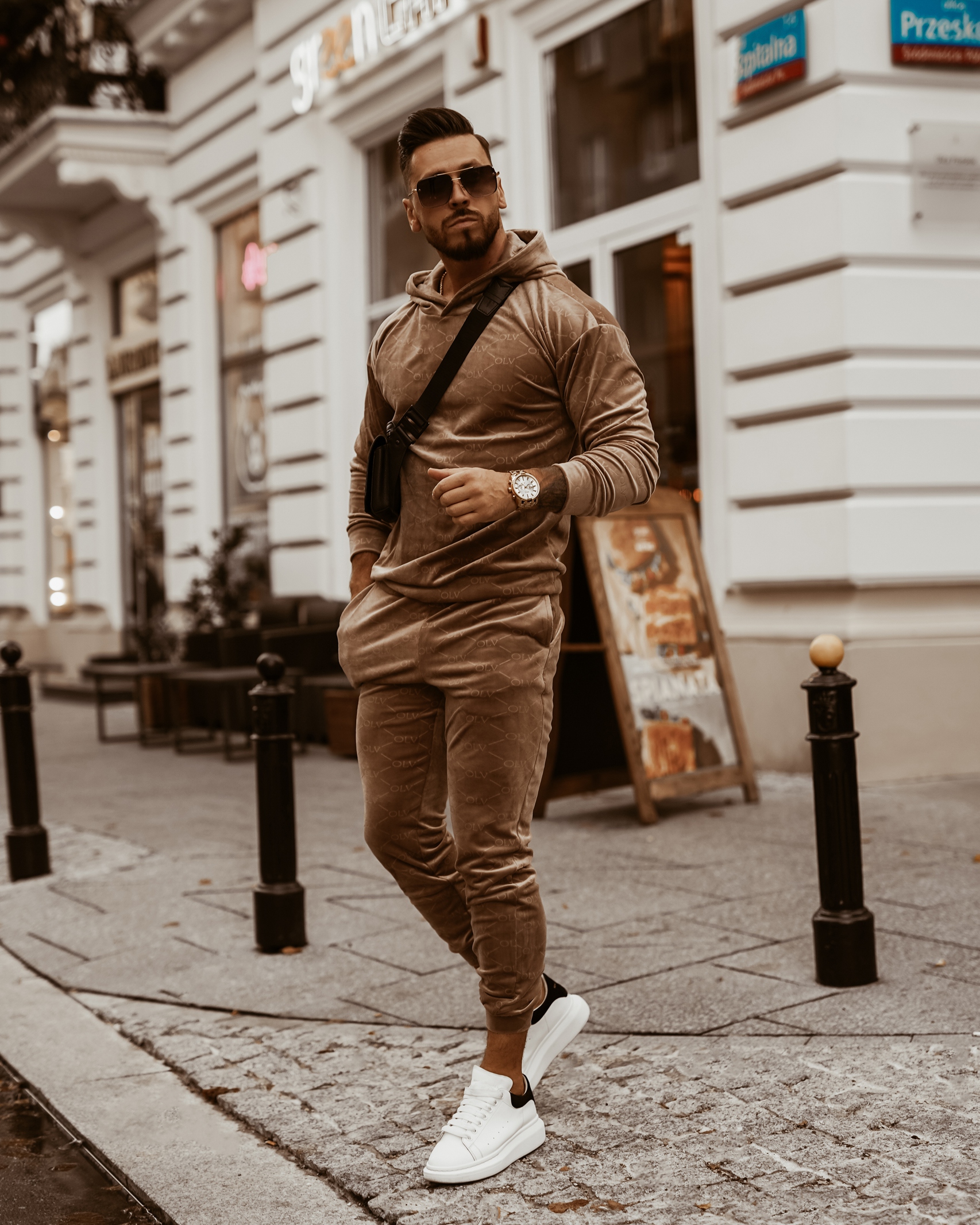 Komplet męski welurowy Ola Voga Multi Olv Man beżowy