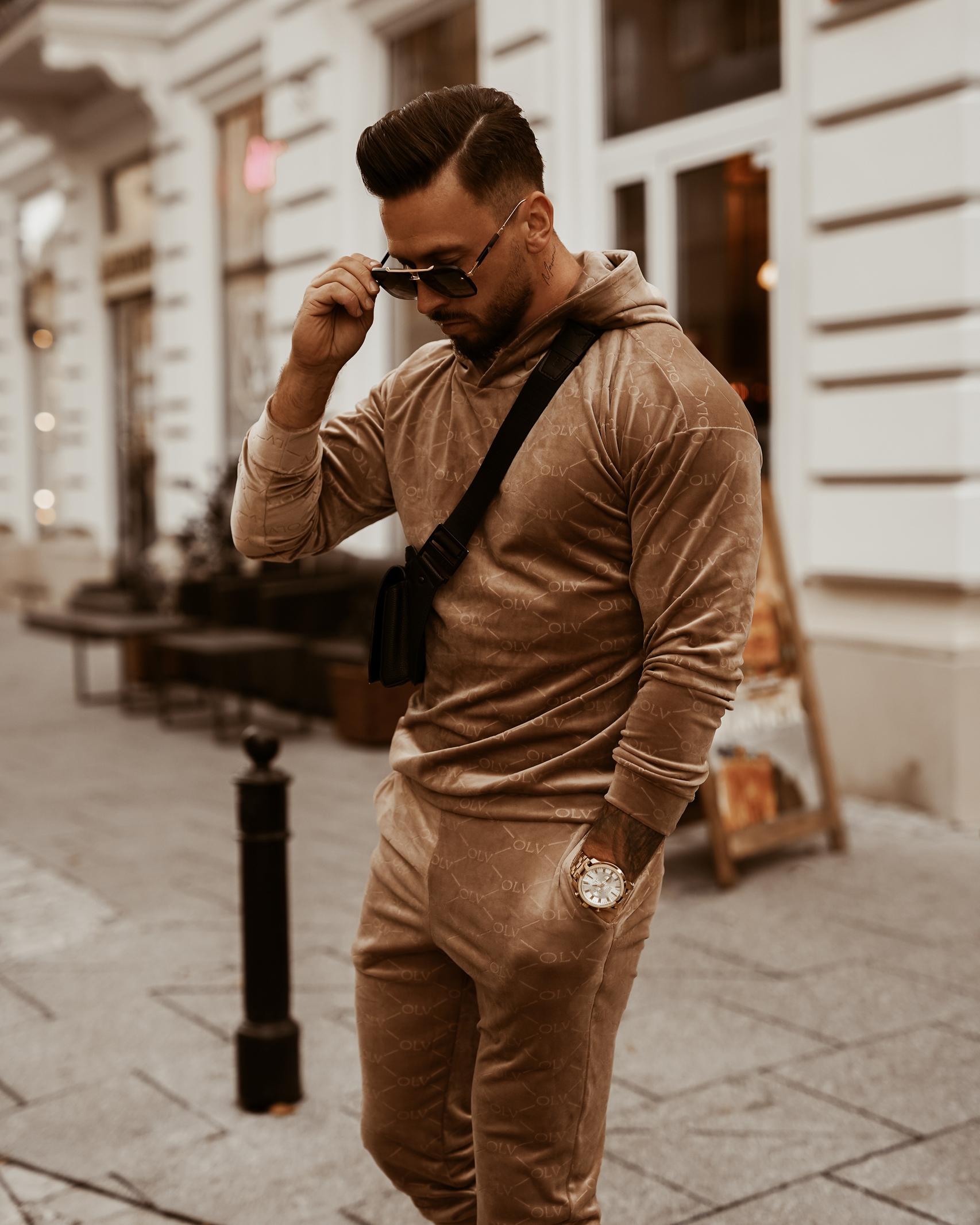 Komplet męski welurowy Ola Voga Multi Olv Man beżowy Komplet męski welurowy Ola Voga Multi Olv Man beżowy