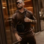 Komplet męski welurowy Ola Voga Multi Olv Man brązowy