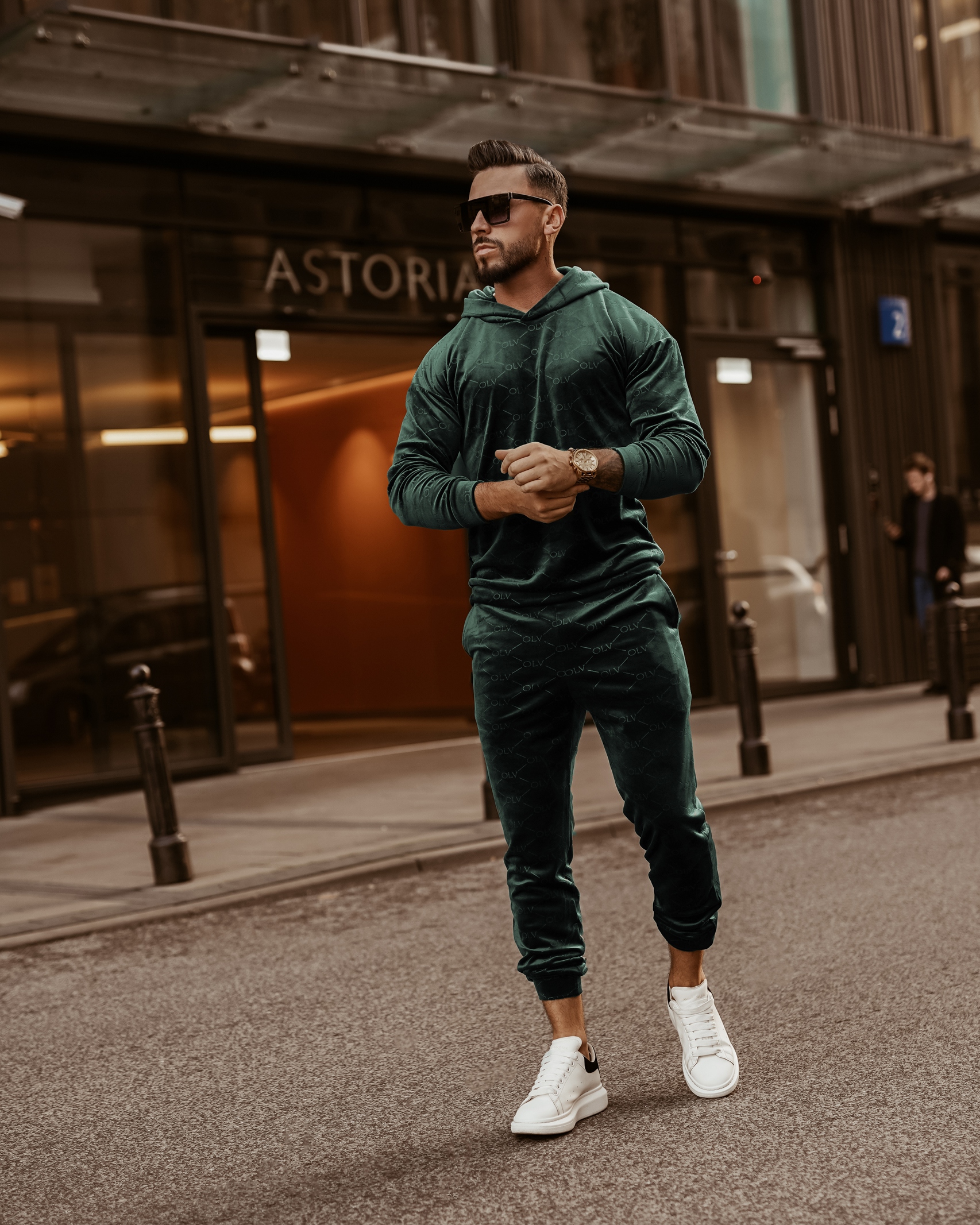 Komplet męski welurowy Ola Voga Multi Olv Man butelkowa zieleń