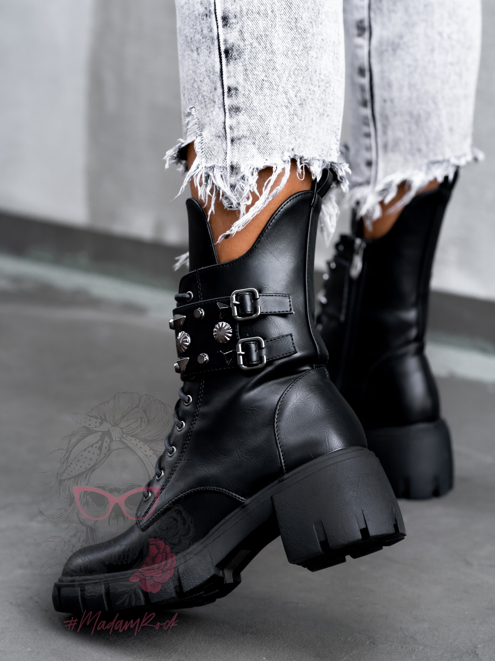 Workery matowe Fagelo Rock czarne Workery matowe Fagelo Rock czarne