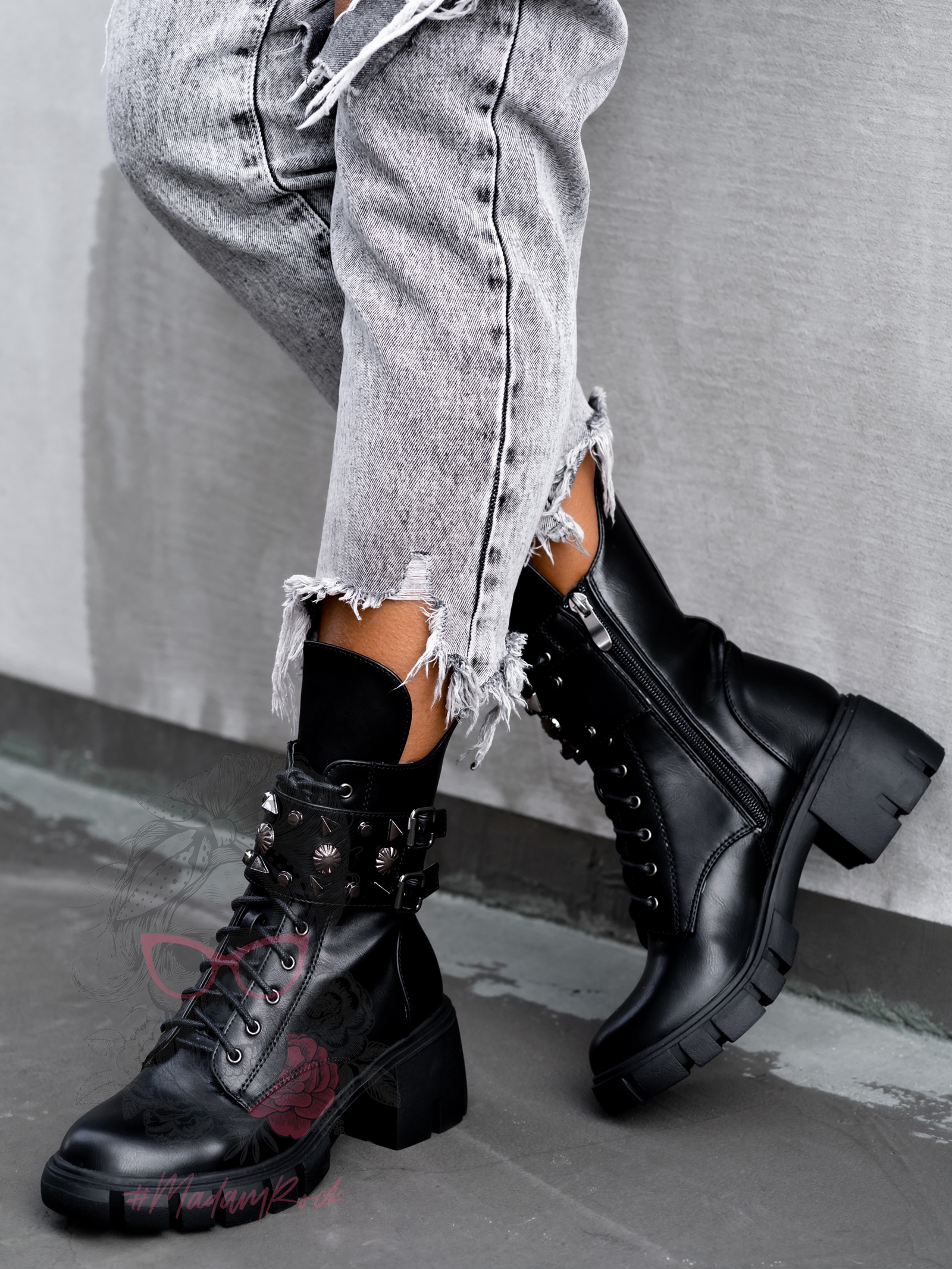 Workery matowe Fagelo Rock czarne Workery matowe Fagelo Rock czarne