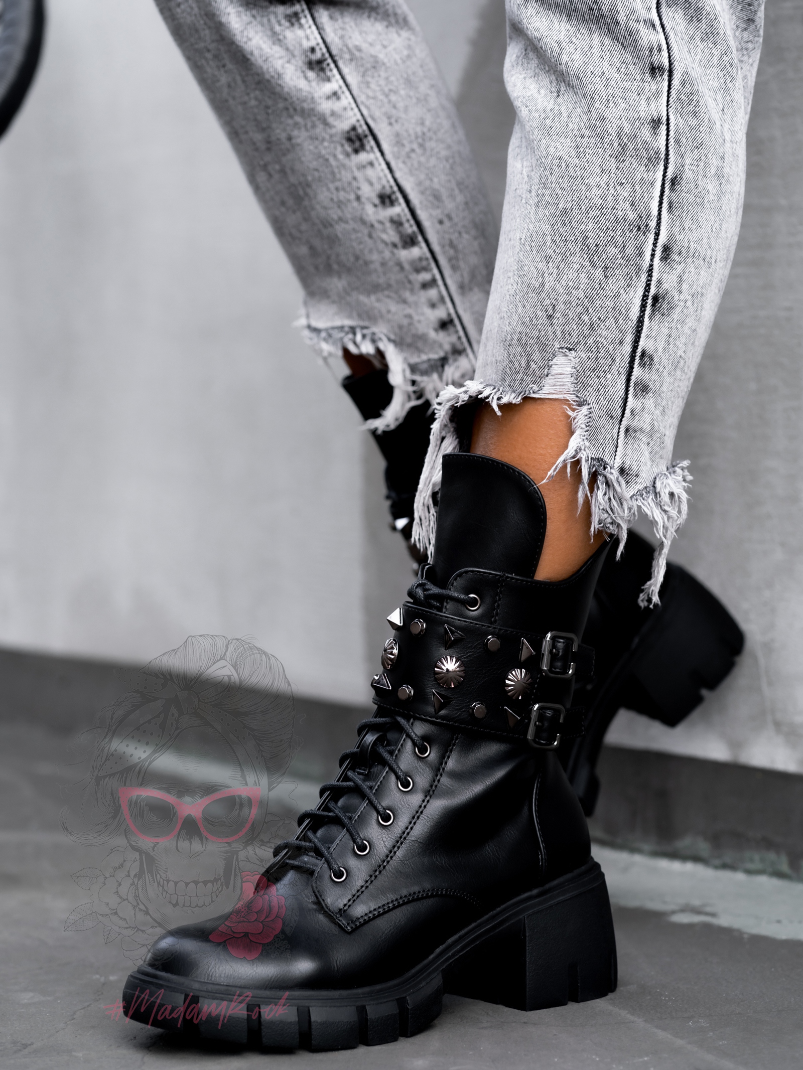 Workery matowe Fagelo Rock czarne Workery matowe Fagelo Rock czarne