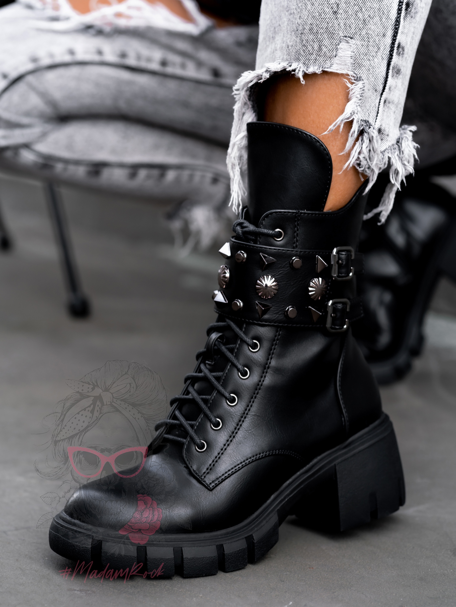 Workery matowe Fagelo Rock czarne Workery matowe Fagelo Rock czarne