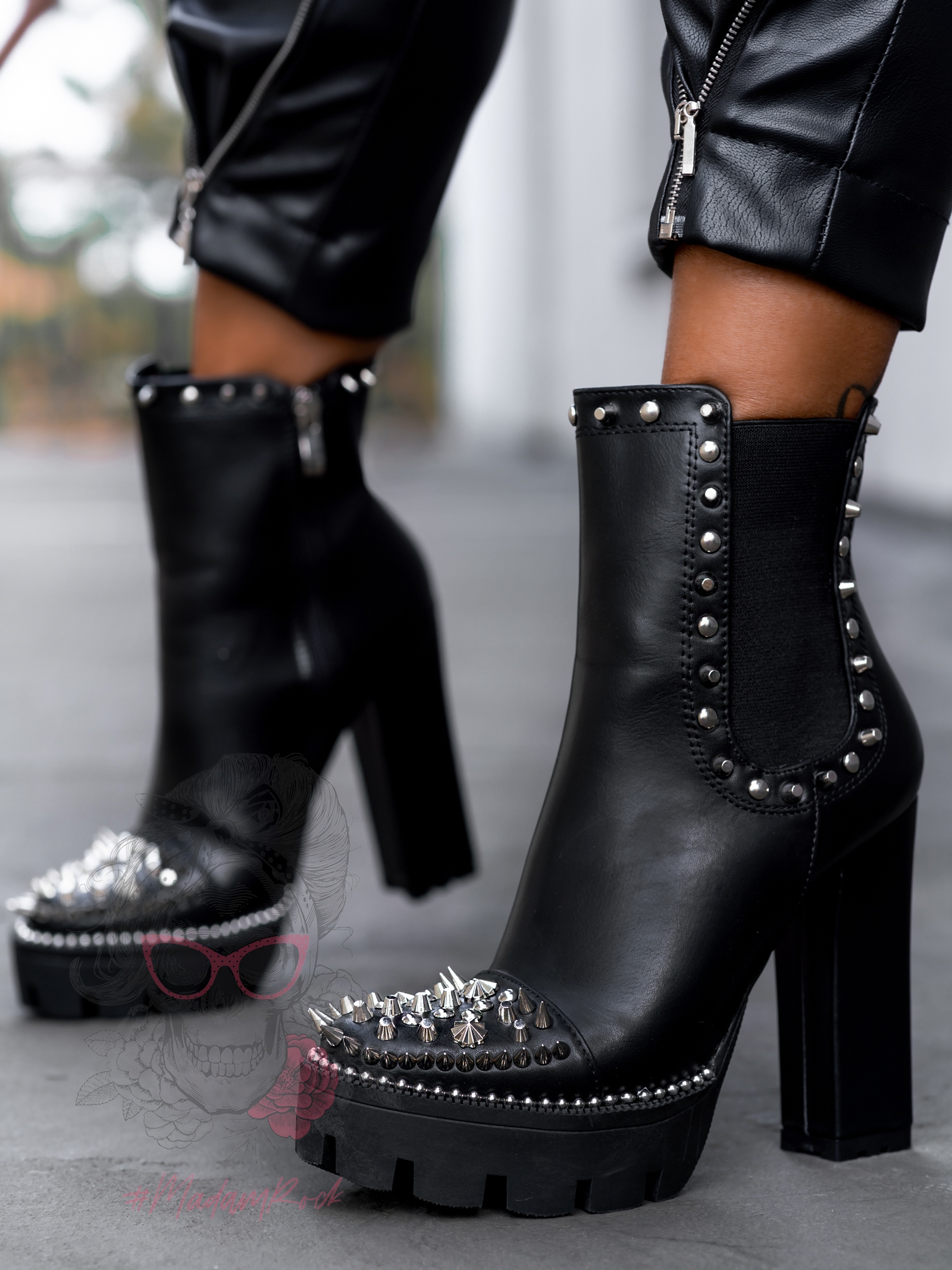 Botki na słupku Rock Bond czarne Botki na słupku Rock Bond czarne