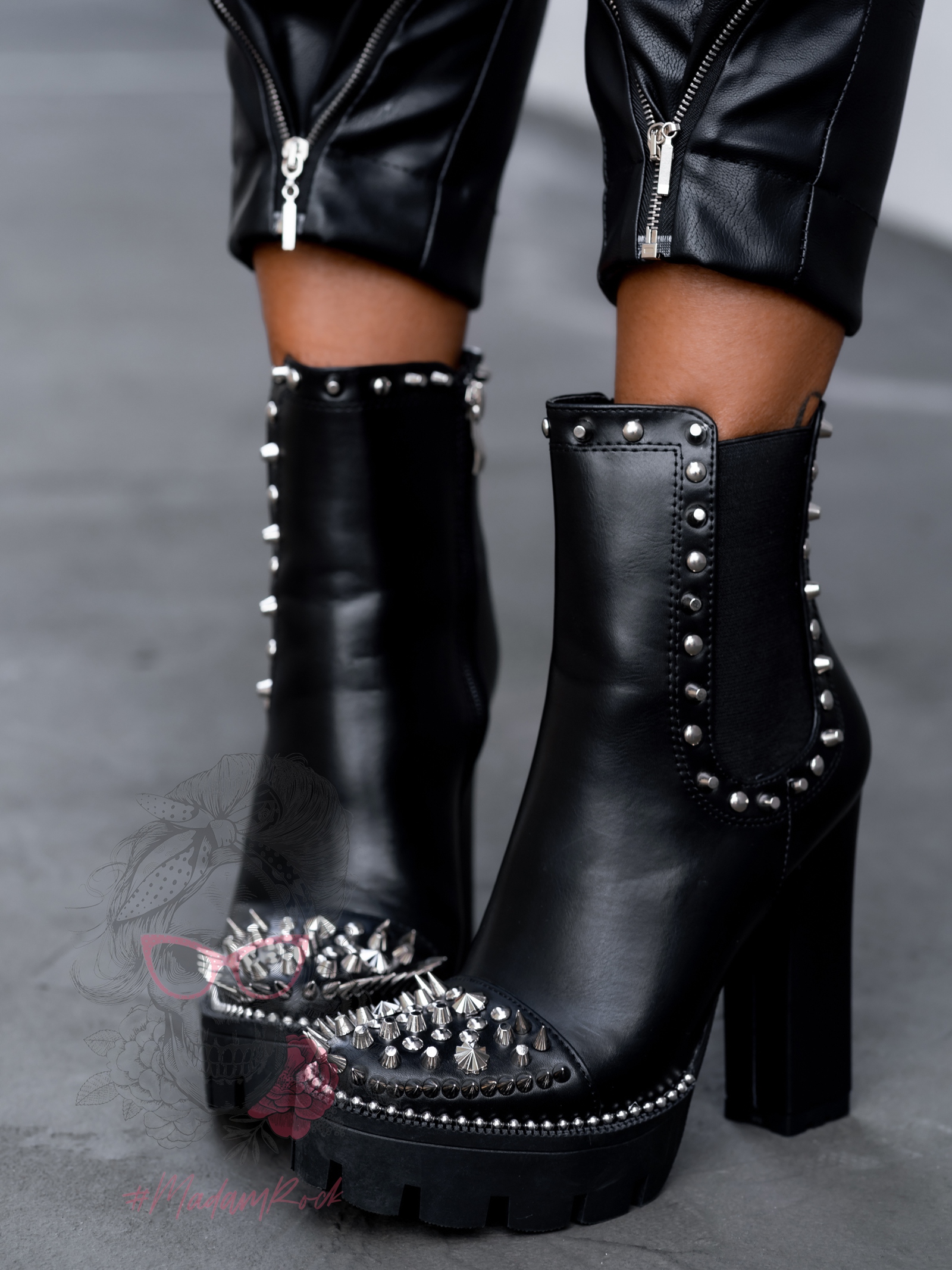 Botki na słupku Rock Bond czarne Botki na słupku Rock Bond czarne