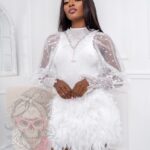 Spódniczka mini z piór Angel biała