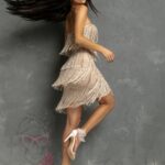 Sukienka z frędzlami Laloca złota