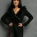 Sweter asymetryczny z piórami Palestro czarny