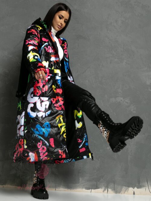 Kurtka płaszcz oversize Goodes graffiti kolorowy