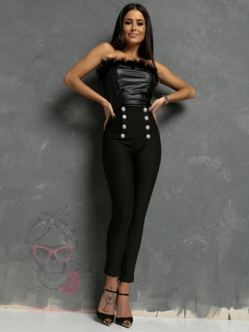 Spodnie eleganckie z guzikami Exclusivo czarne