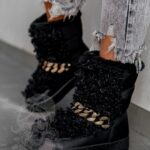 -WYPRZEDANE-Śniegowce z kożuszkiem Madam Sheep czarne