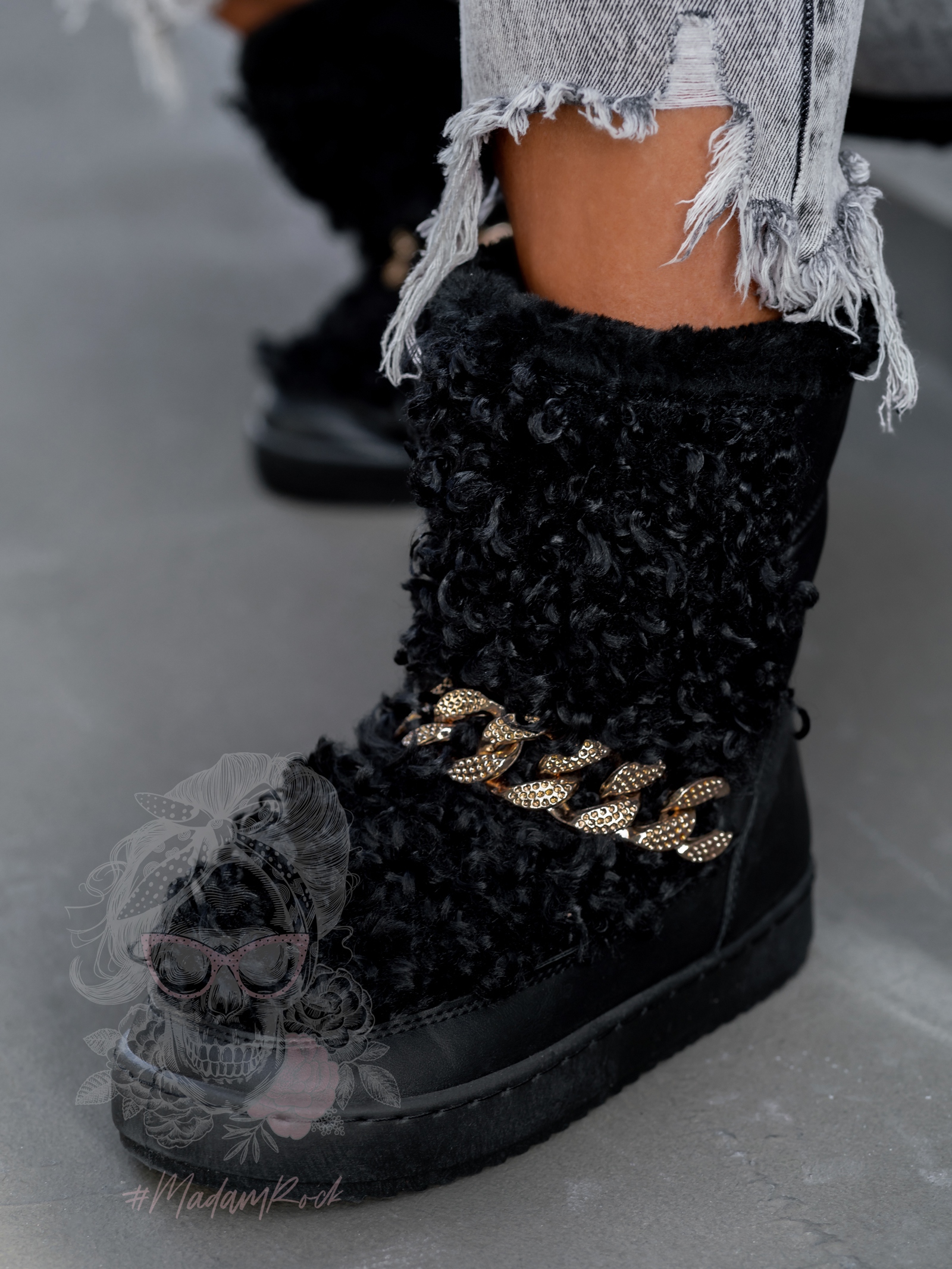 -WYPRZEDANE-Śniegowce z kożuszkiem Madam Sheep czarne -WYPRZEDANE-Śniegowce z kożuszkiem Madam Sheep czarne