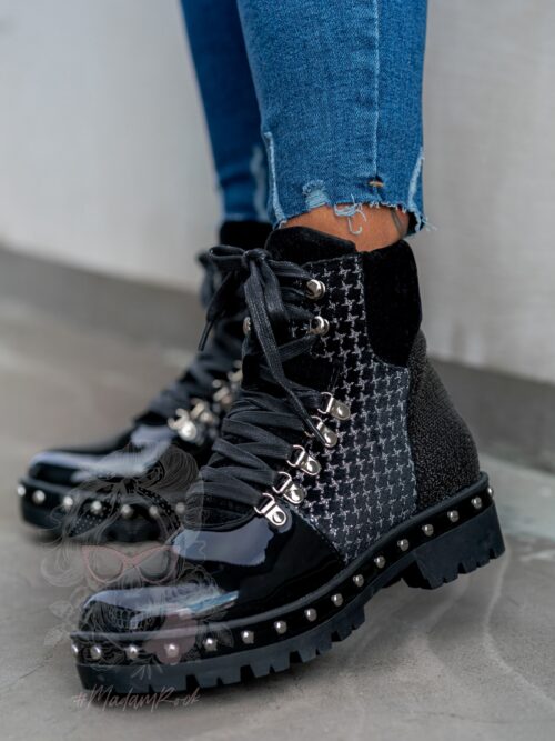 Botki Madam Garra czarne lakierowane