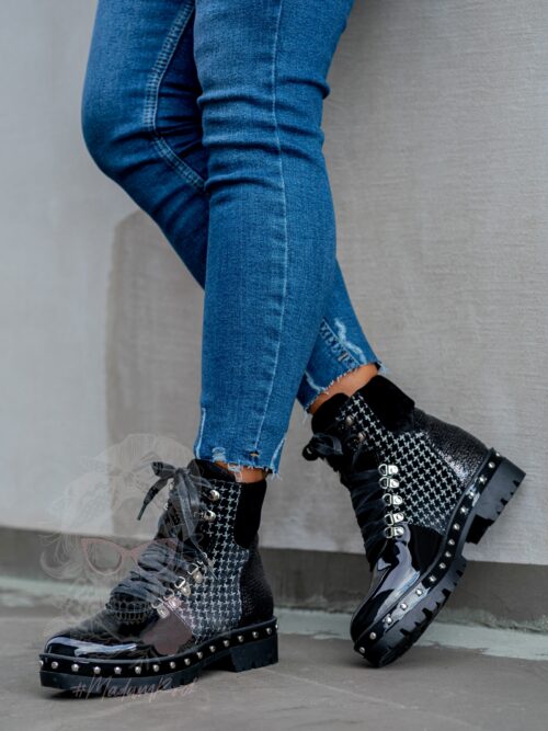 Botki Madam Garra czarne lakierowane