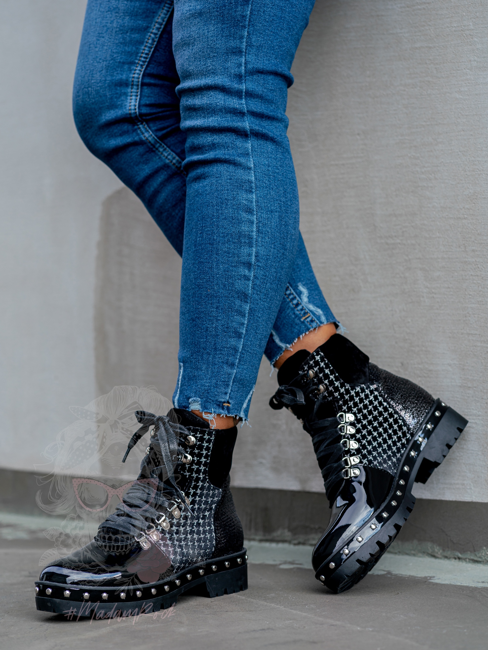 Botki Madam Garra czarne lakierowane