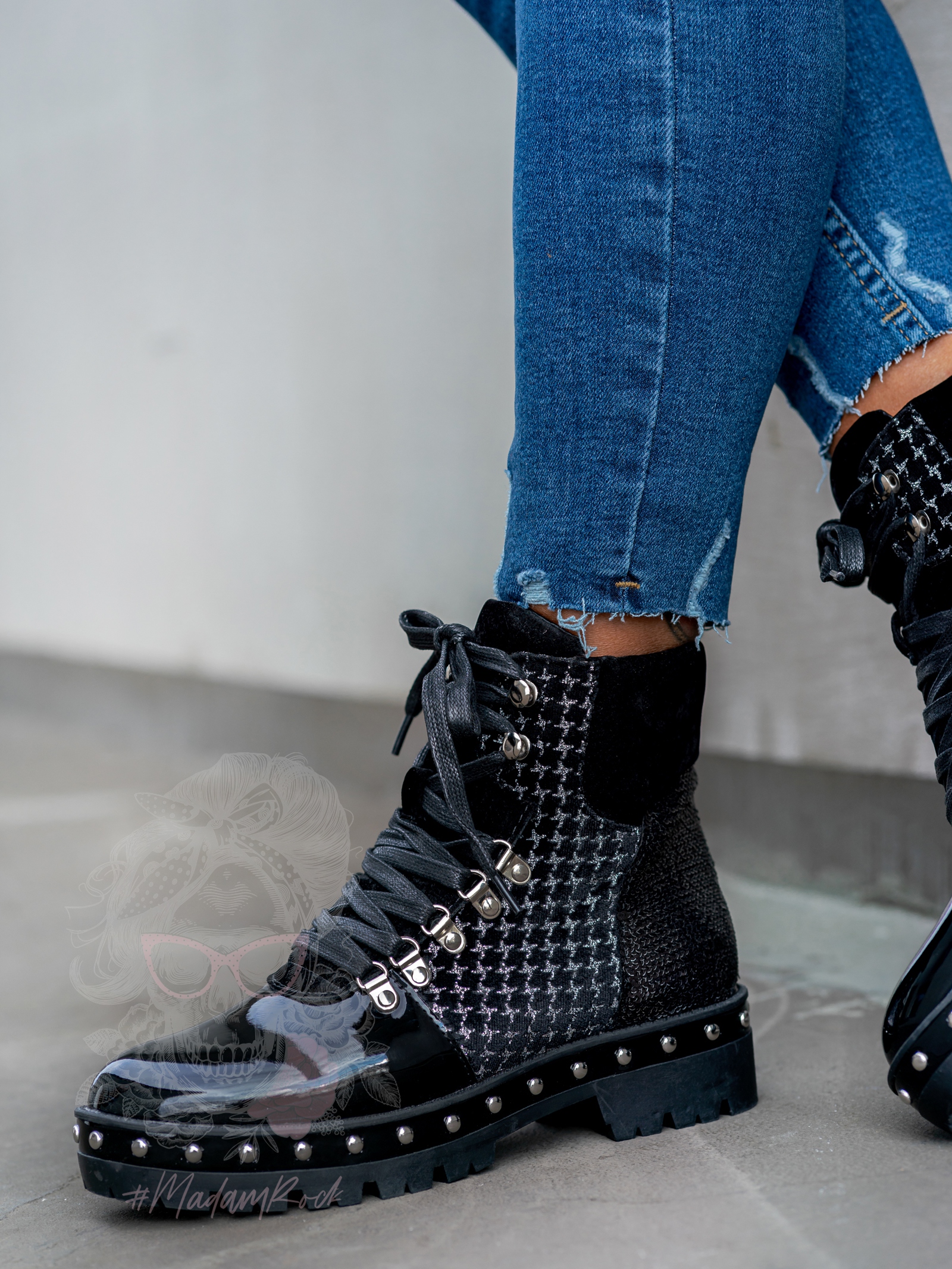 Botki Madam Garra czarne lakierowane