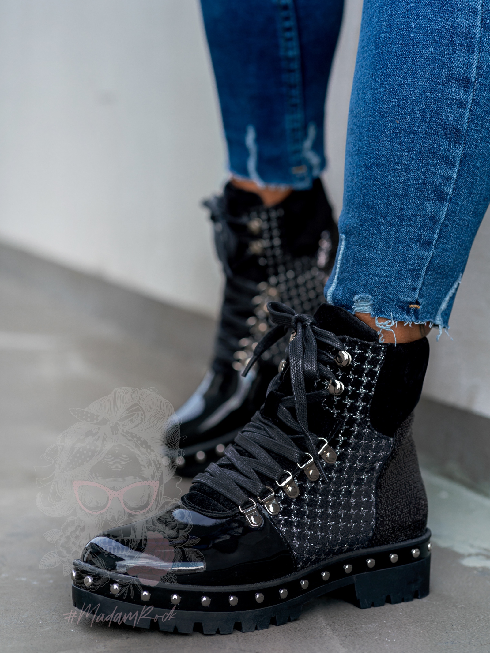 Botki Madam Garra czarne lakierowane