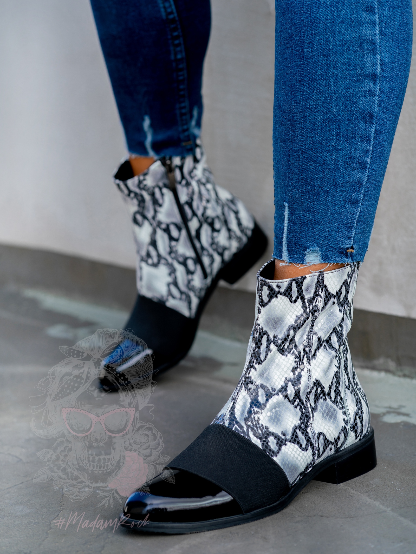 Botki skórzane Madam Senzillo wężowe
