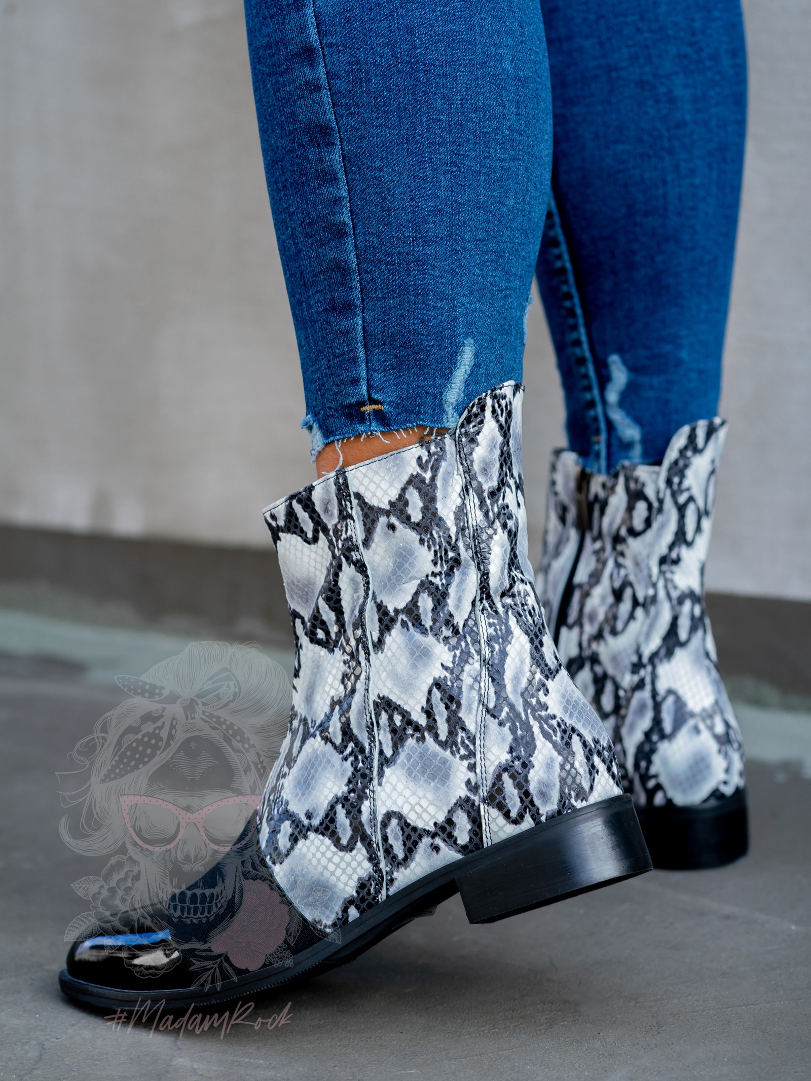 Botki skórzane Madam Senzillo wężowe