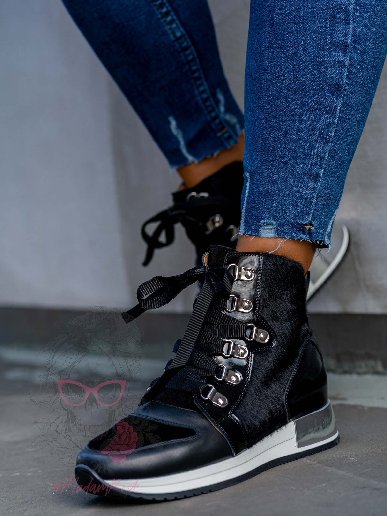 Sneakersy skórzane Lady Negre czarne