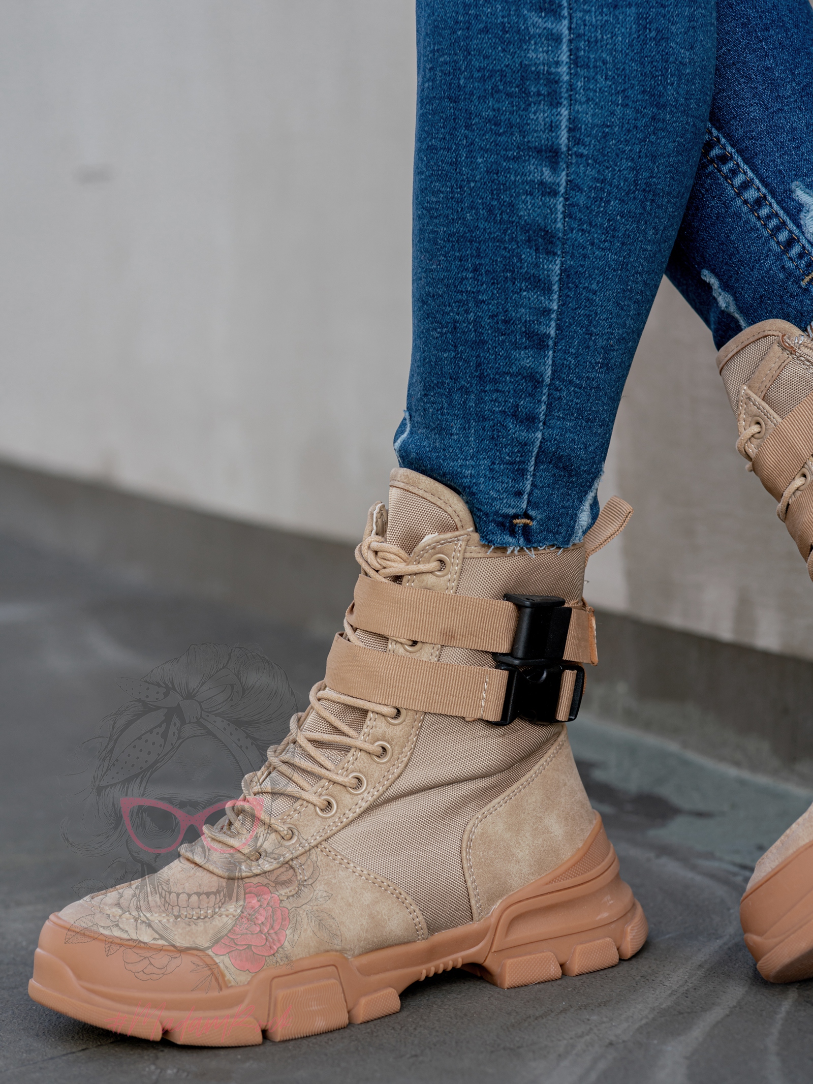 Botki sneakers Rock Claps beżowe Botki sneakers Rock Claps beżowe