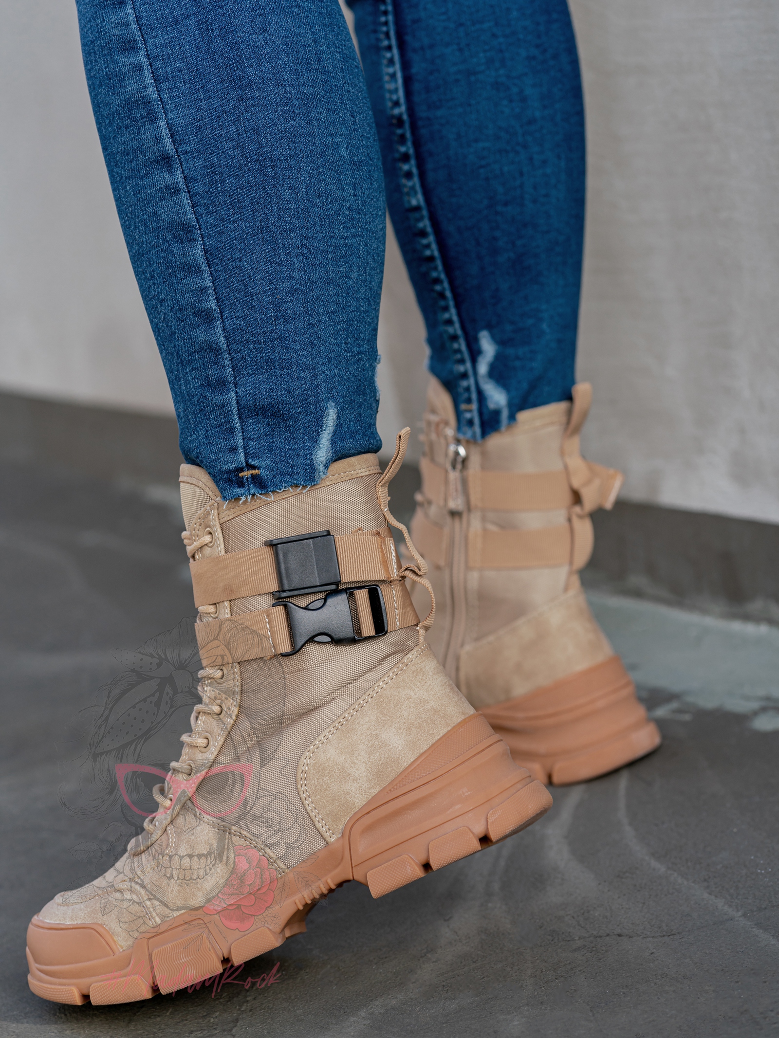 Botki sneakers Rock Claps beżowe Botki sneakers Rock Claps beżowe