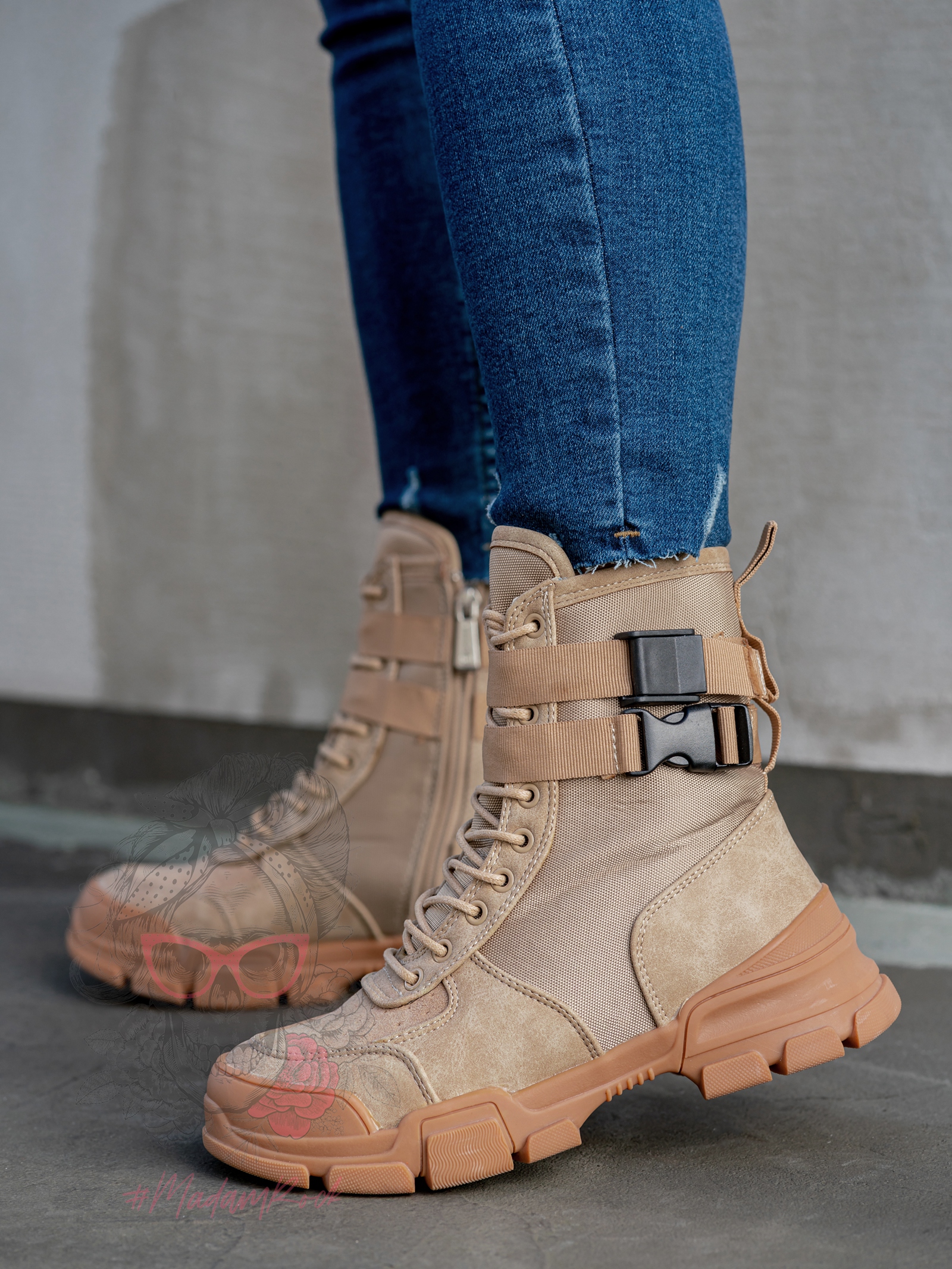 Botki sneakers Rock Claps beżowe Botki sneakers Rock Claps beżowe