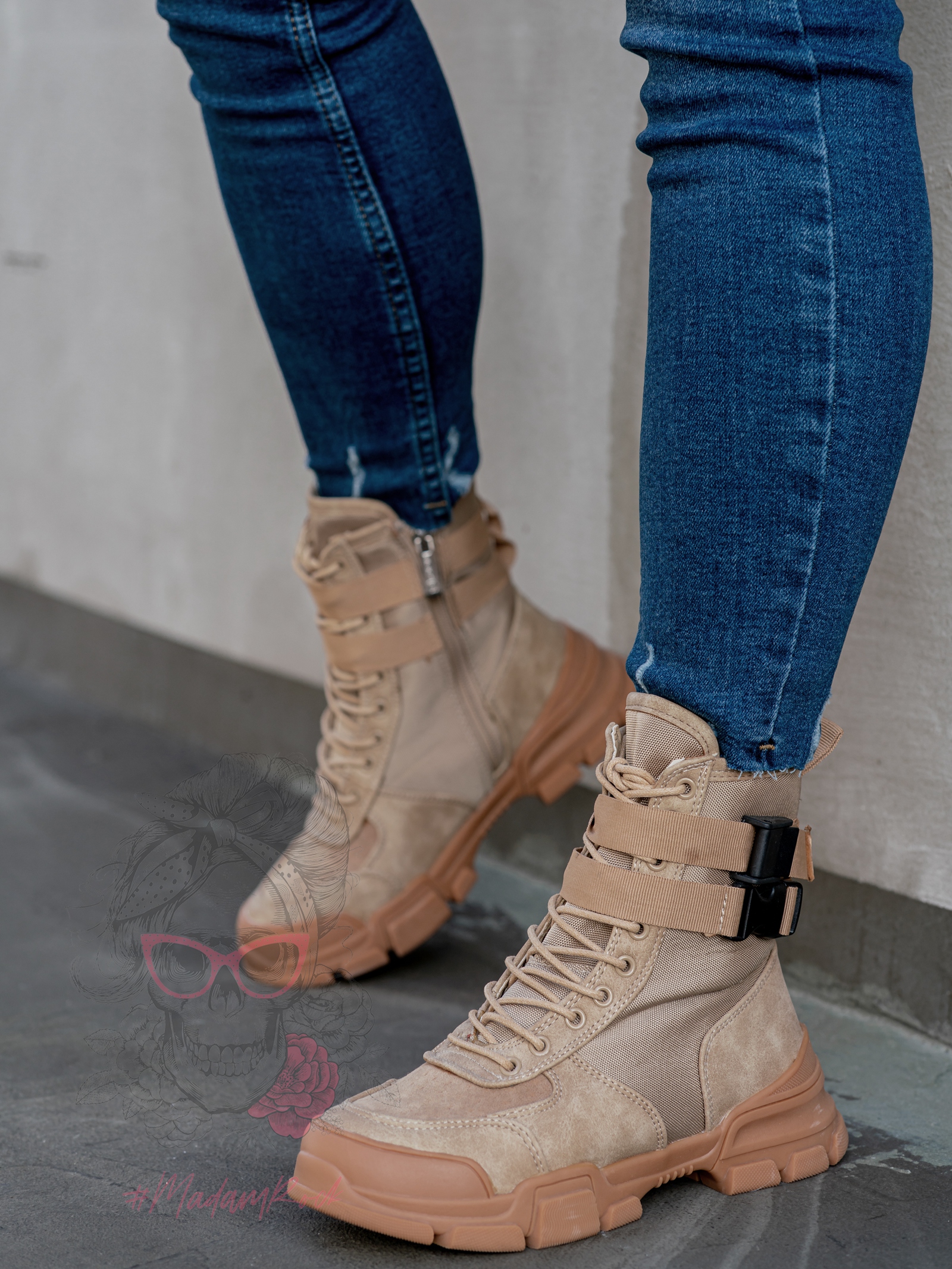 Botki sneakers Rock Claps beżowe Botki sneakers Rock Claps beżowe