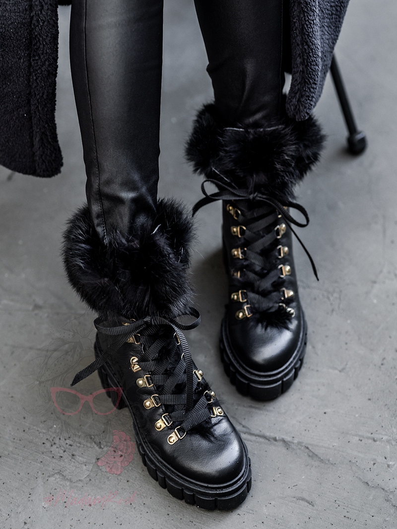 Workery z futrem Madam Kazarra III czarne