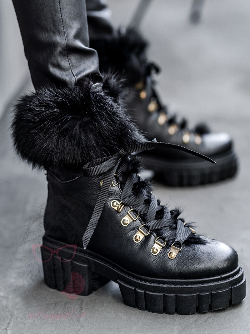 Workery z futrem Madam Kazarra III czarne