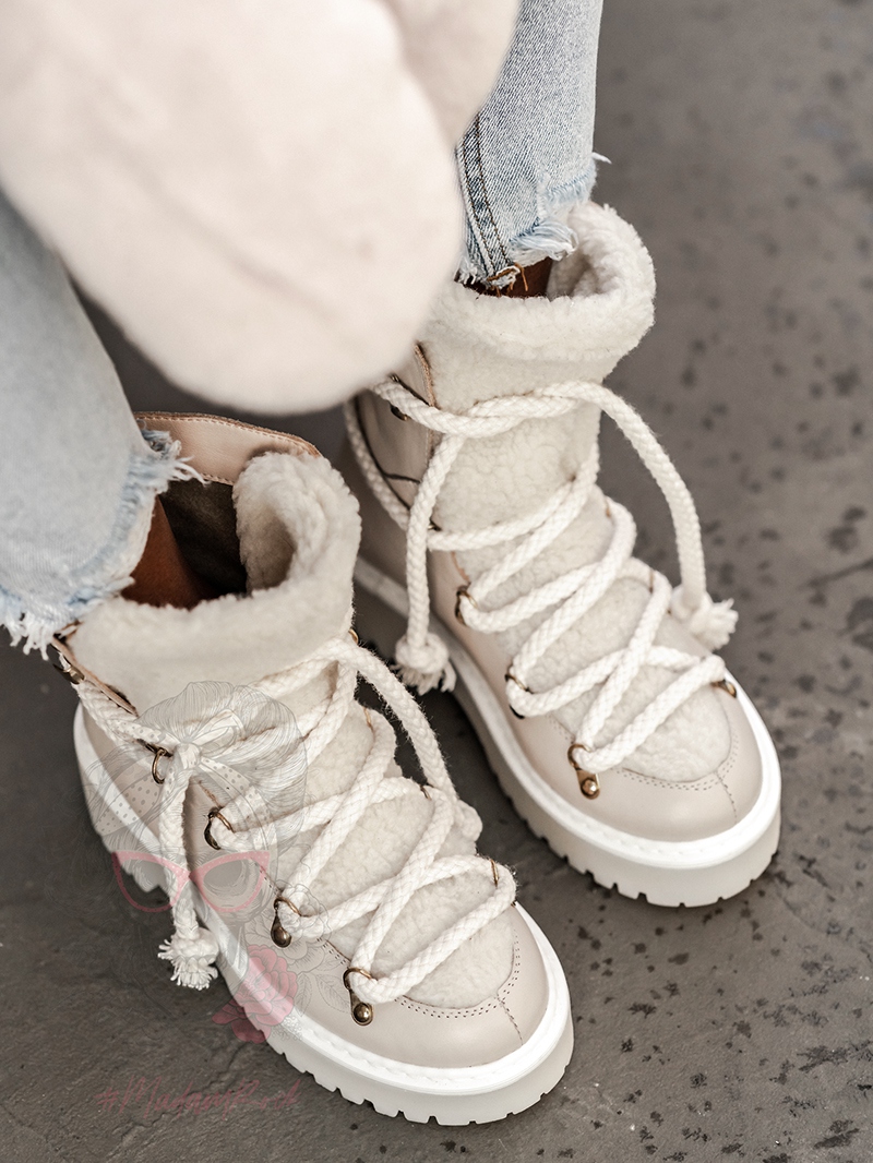 Śniegowce z kożuszkiem Aries Rock beżowe