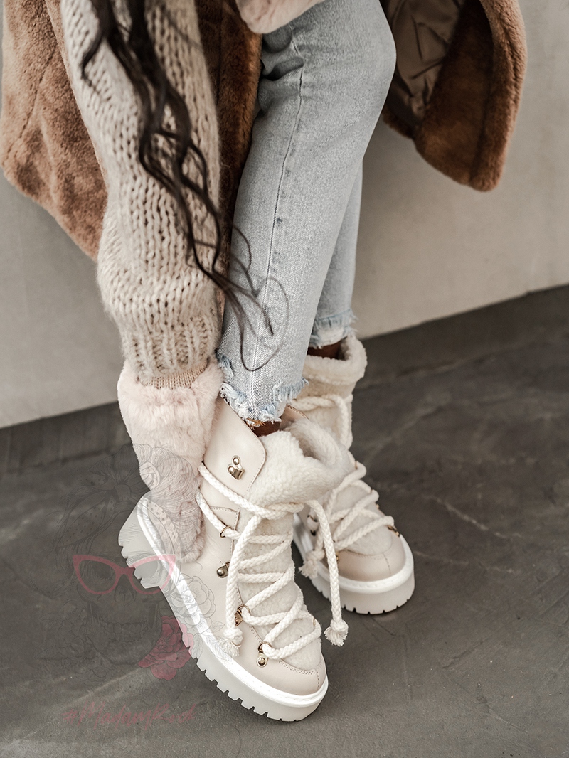 Śniegowce z kożuszkiem Aries Rock beżowe