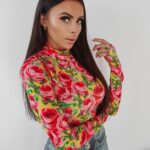 Body dopasowane w kwiaty Roses Ola Voga żółte