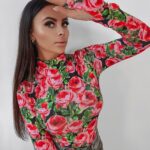 Body dopasowane w kwiaty Roses Ola Voga czarne