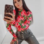 Body dopasowane w kwiaty Roses Ola Voga czarne