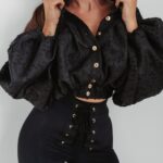 Koszula koronkowa Autumn Flowers Ola Voga czarna