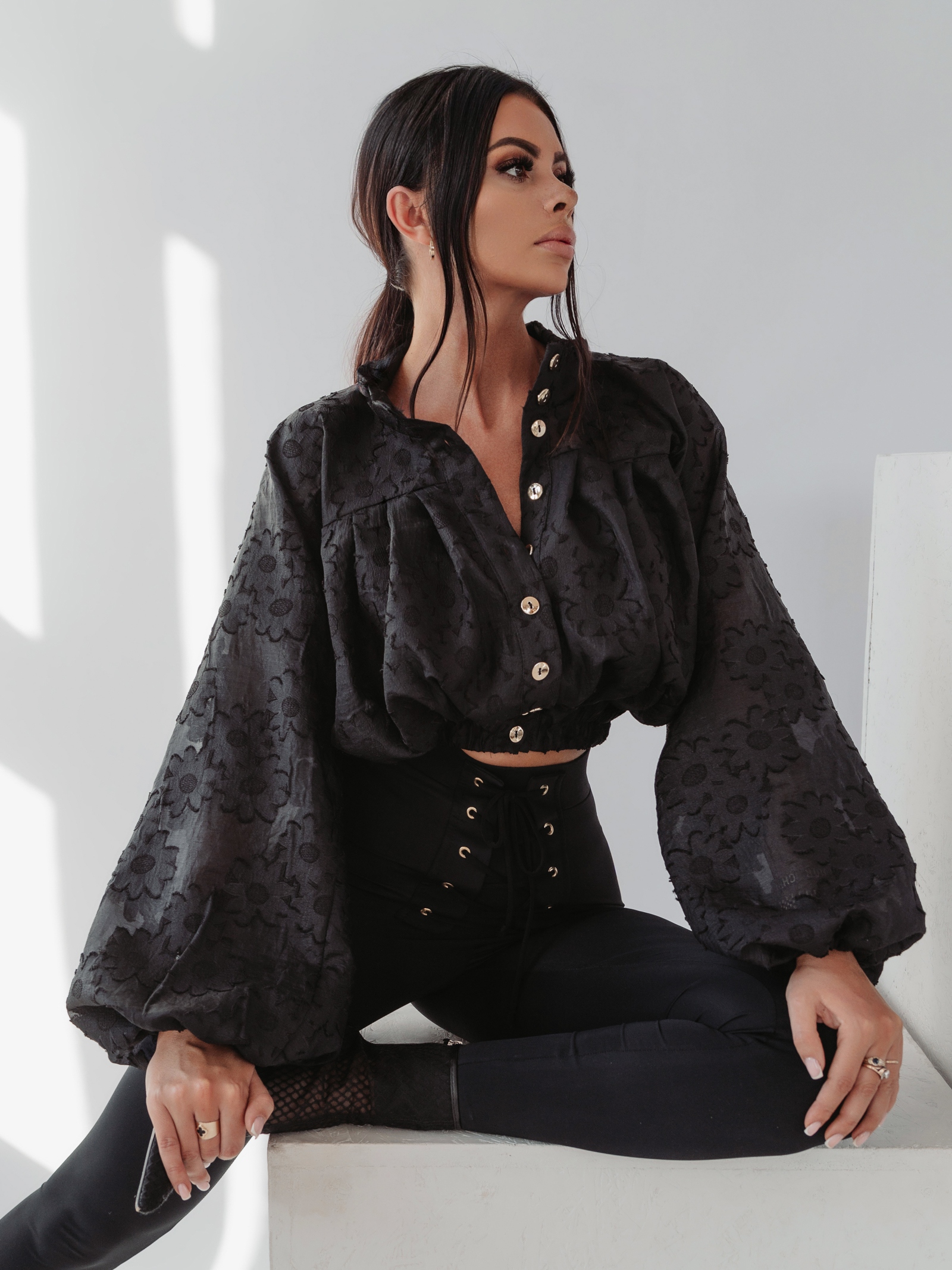 Koszula koronkowa Autumn Flowers Ola Voga czarna Koszula koronkowa Autumn Flowers Ola Voga czarna