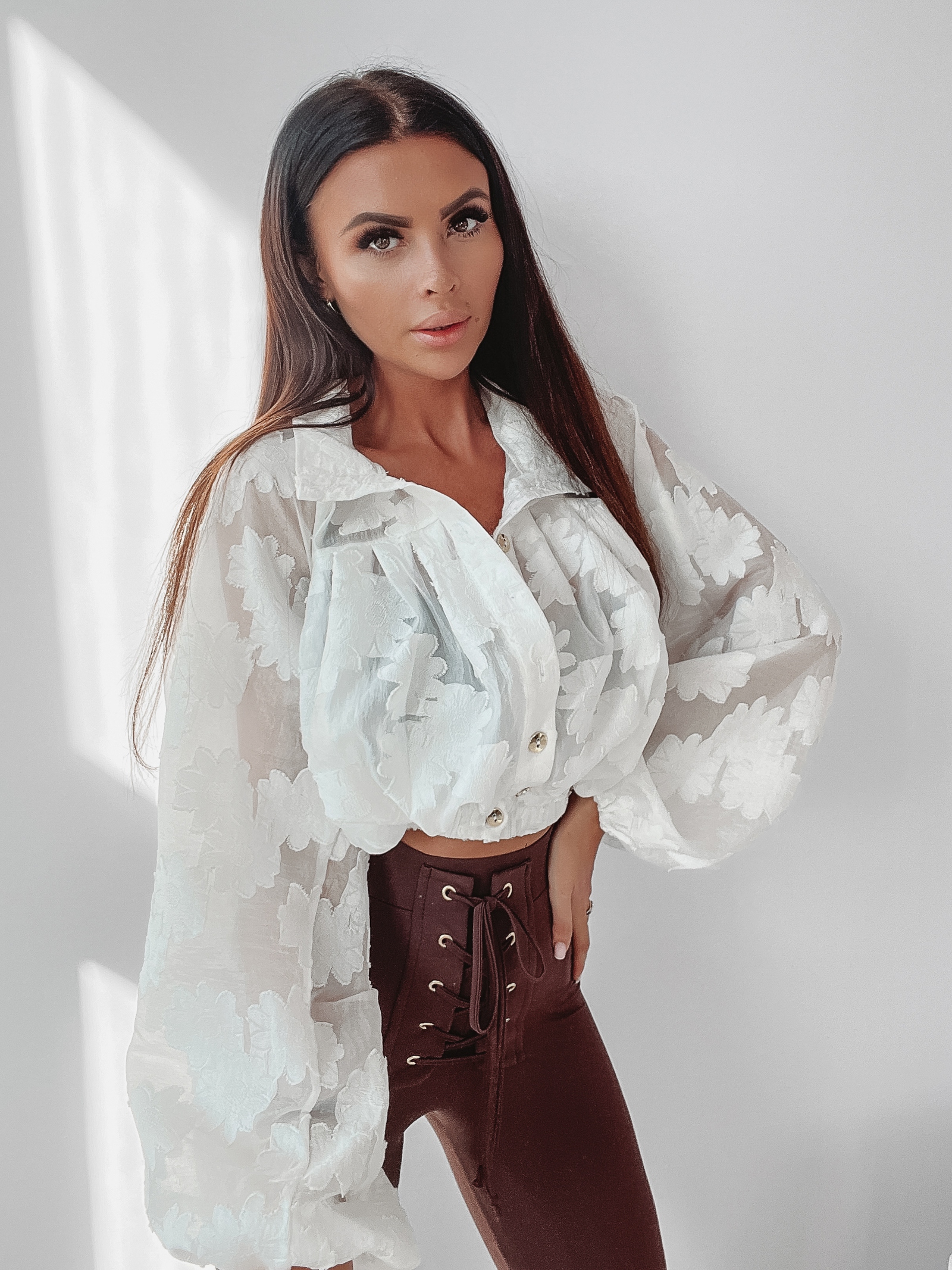 Koszula koronkowa Autumn Flowers Ola Voga ecru Koszula koronkowa Autumn Flowers Ola Voga ecru